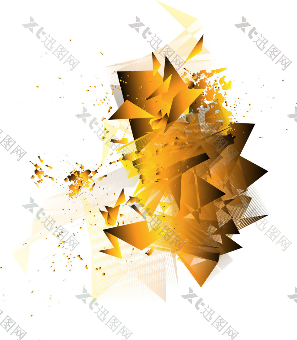 黄色破碎图形png元素素材