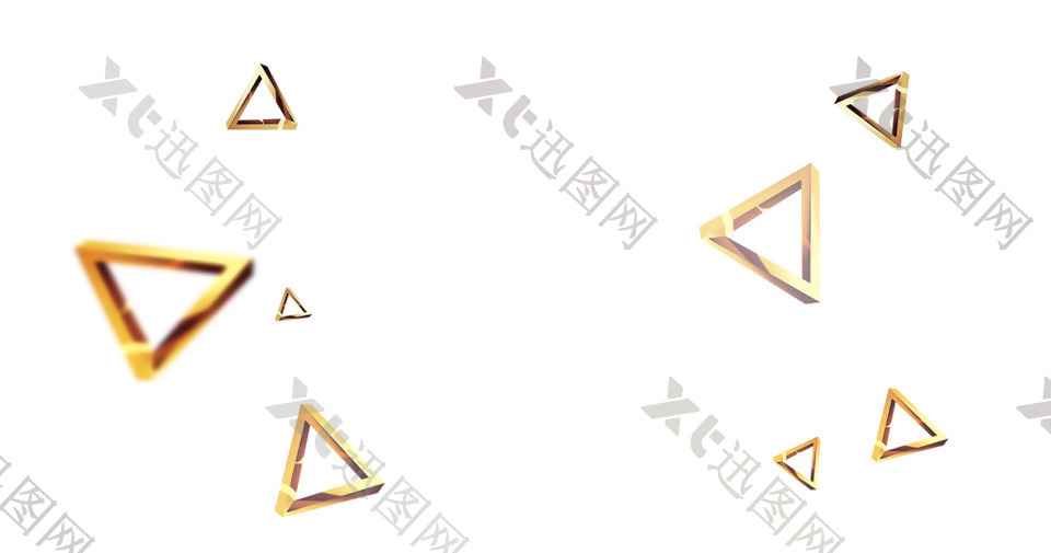 金色三角几何png元素素材