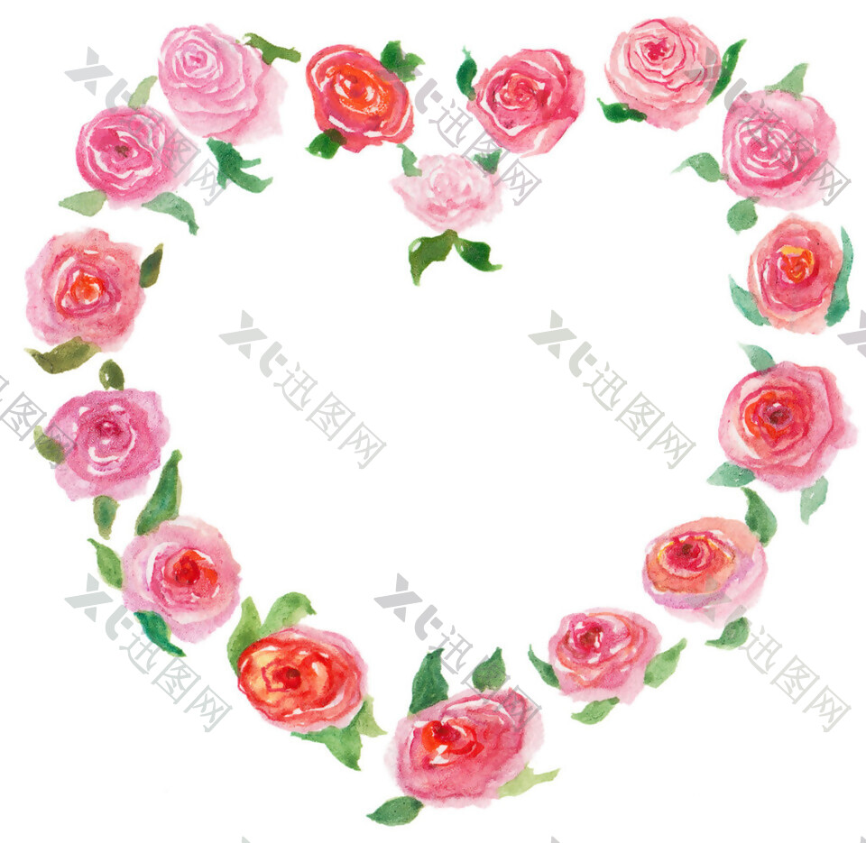 玫瑰花心形花环素材