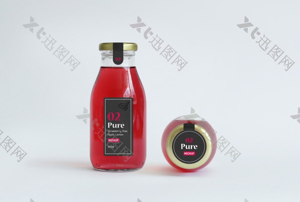 红色番石榴汁创意高端果汁瓶LOGO样机