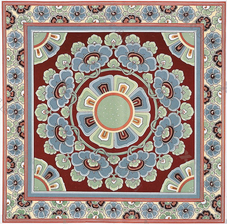 方形民族花纹边框地毯贴图JPG图片