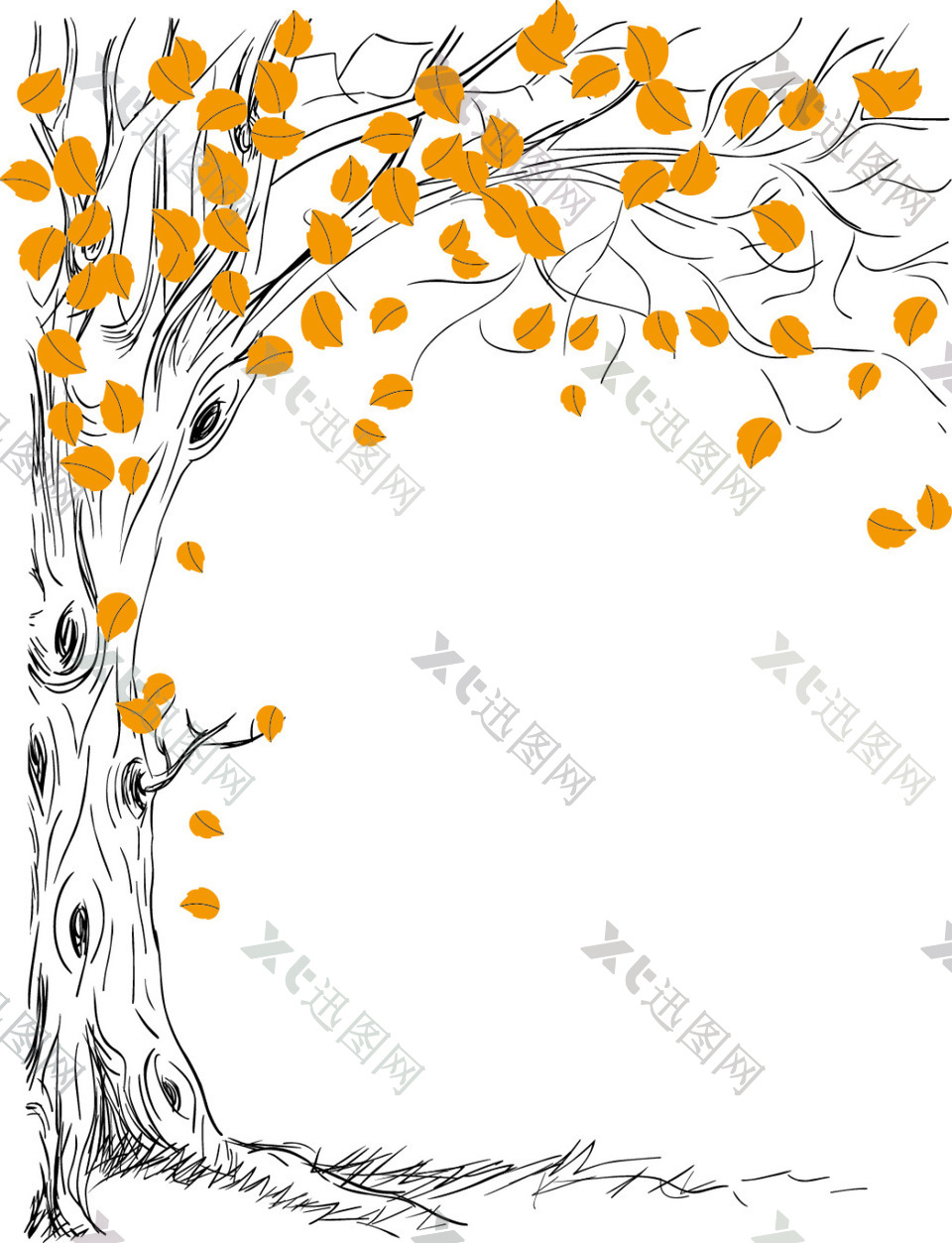 手绘矢量树背景素材设计