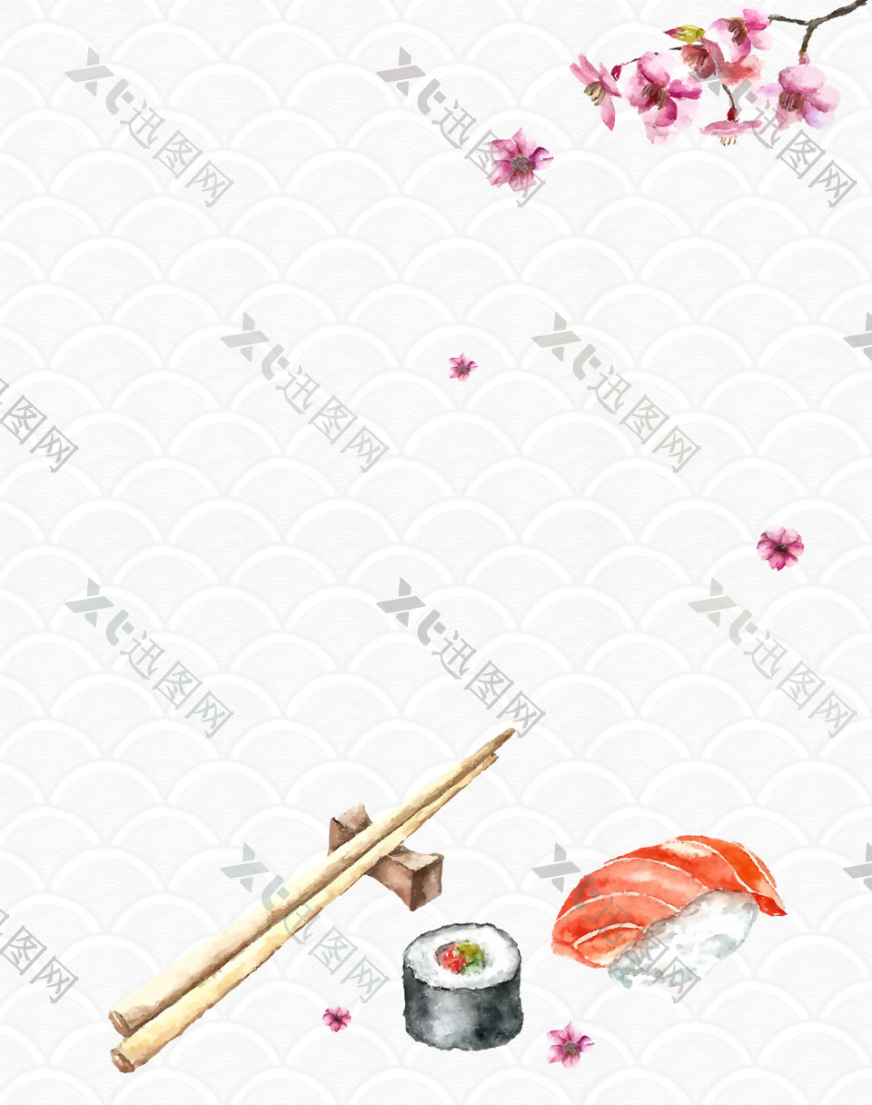矢量日系手绘寿司美食背景