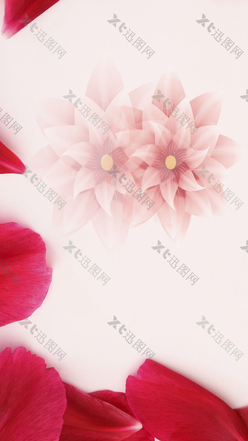 唯美粉色花朵H5背景素材