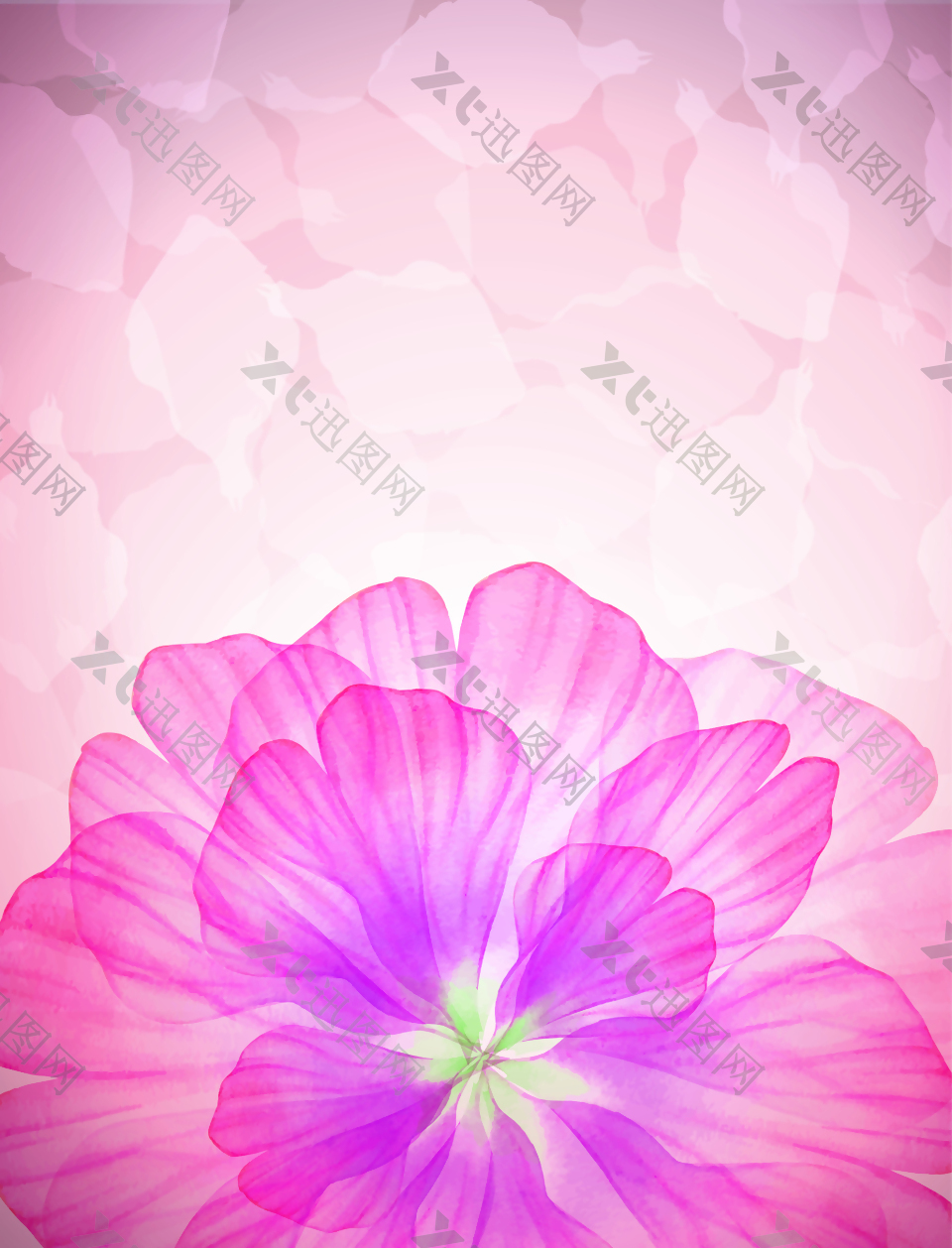 矢量粉色浪漫梦幻透明花朵背景