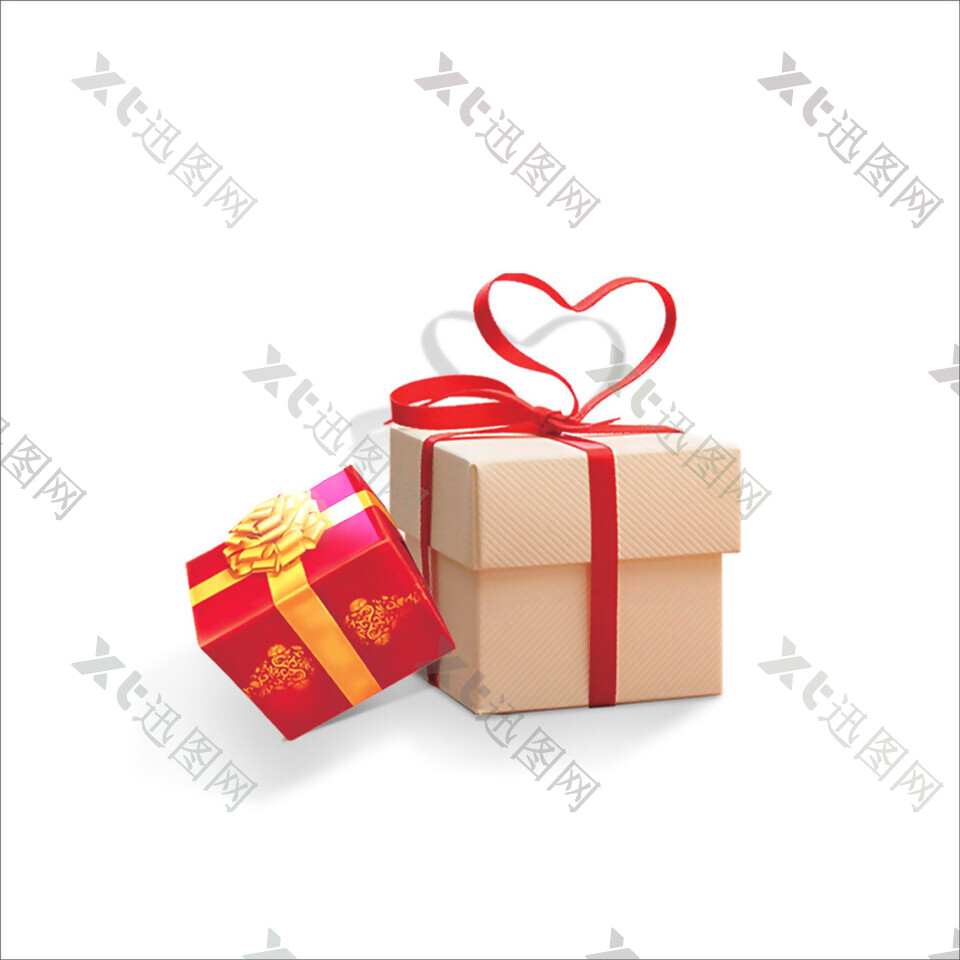 心形丝带礼品盒素材图片