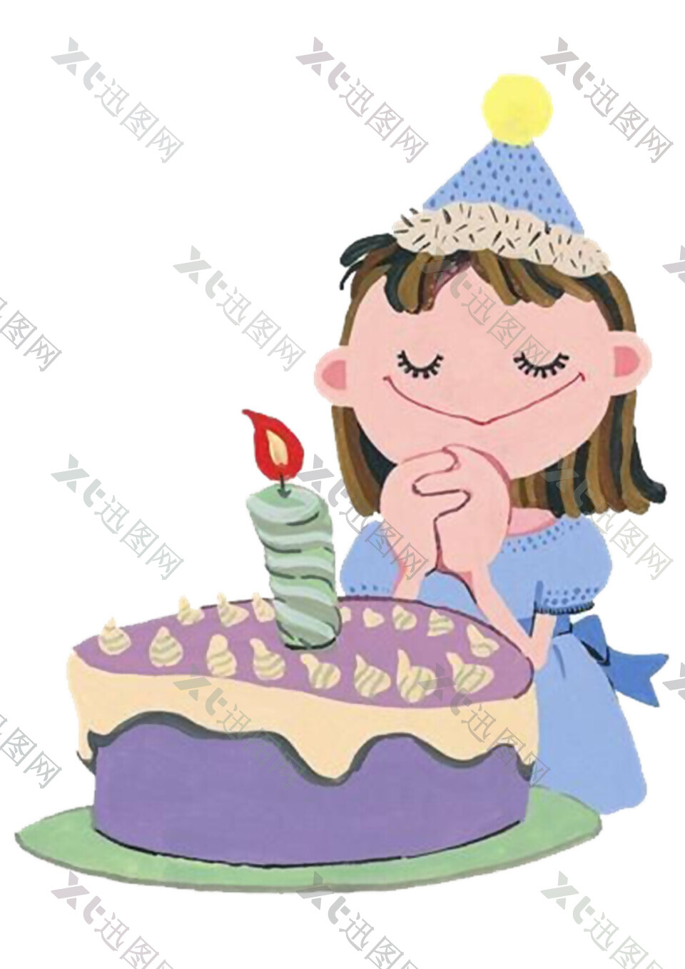 手绘卡通生日蛋糕素材图片