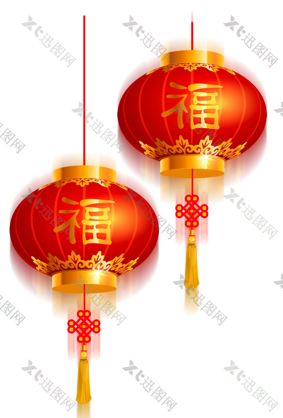 中国风福字灯笼元素