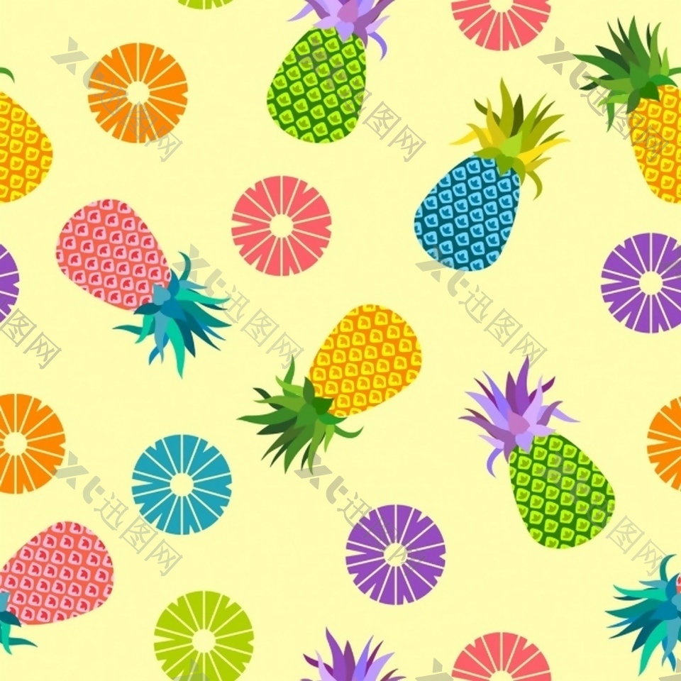 菠萝水果图案矢量素材