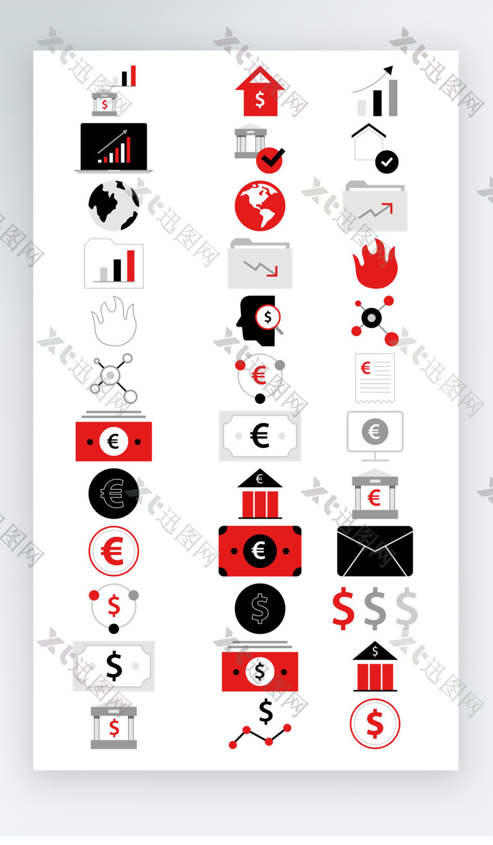 美元红色简约矢量图标icon