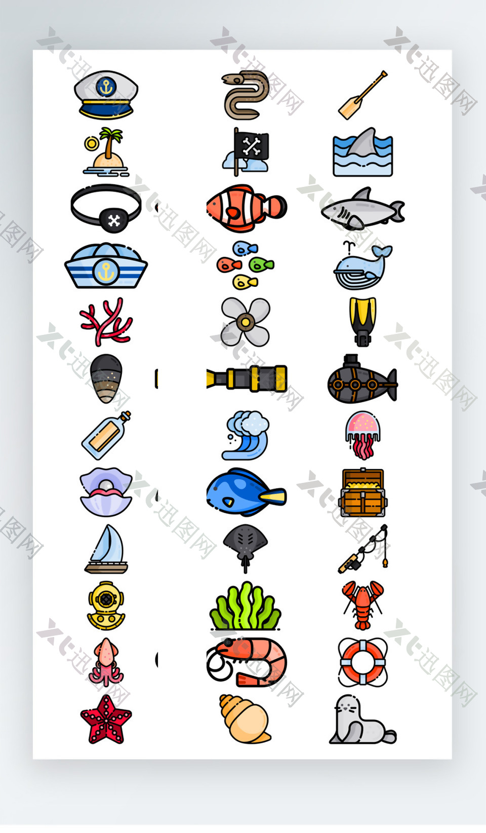 海洋海洋生物图标AI素材icon