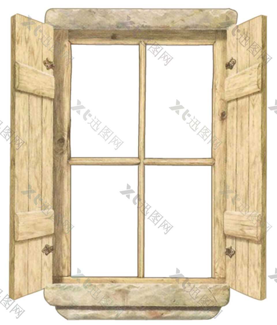 古典木质格子窗户素材