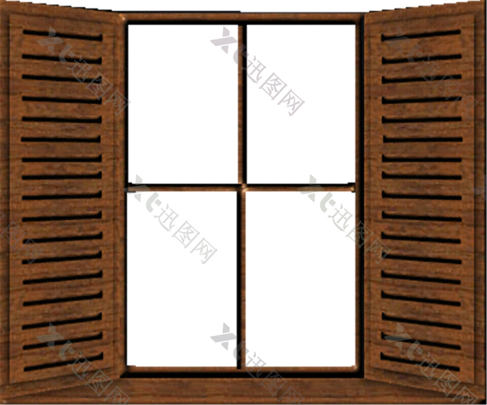 褐色木质格子窗户