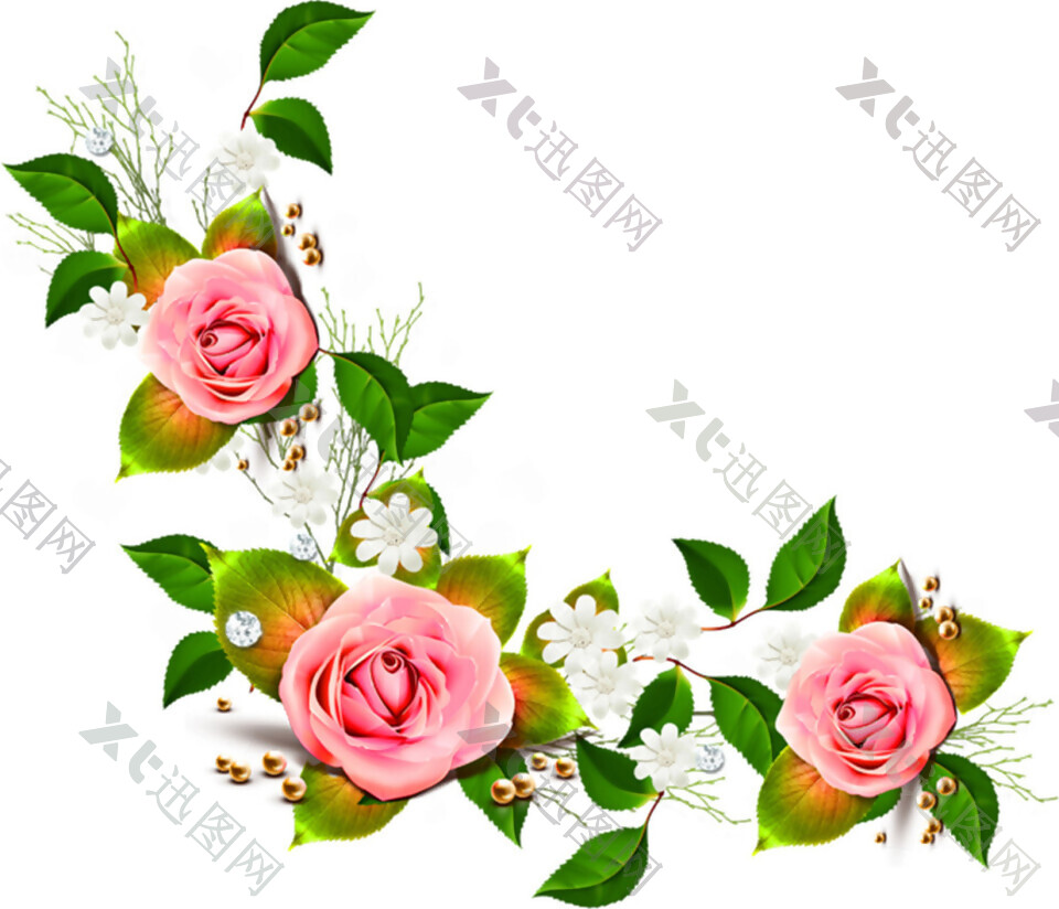 粉色玫瑰藤蔓装饰图案