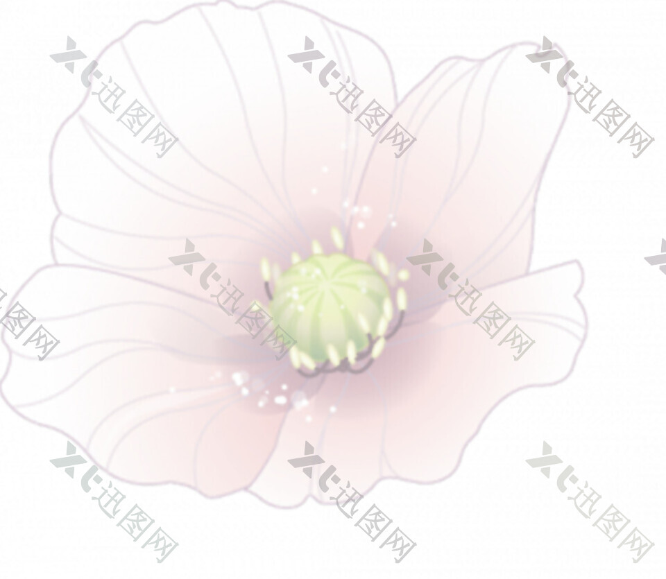 浅粉色抽象花朵PNG元素