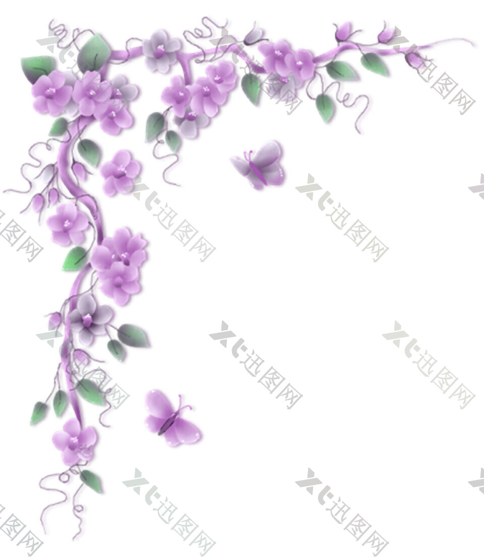 紫色小花藤蔓装饰图案