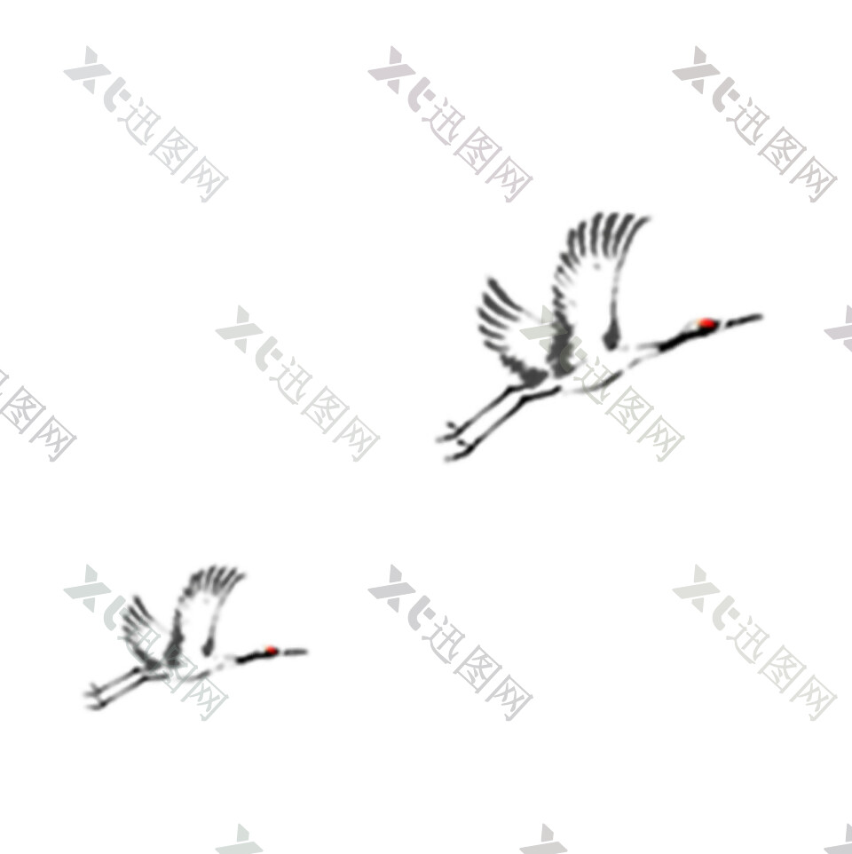 中国风白鹤水墨画图案