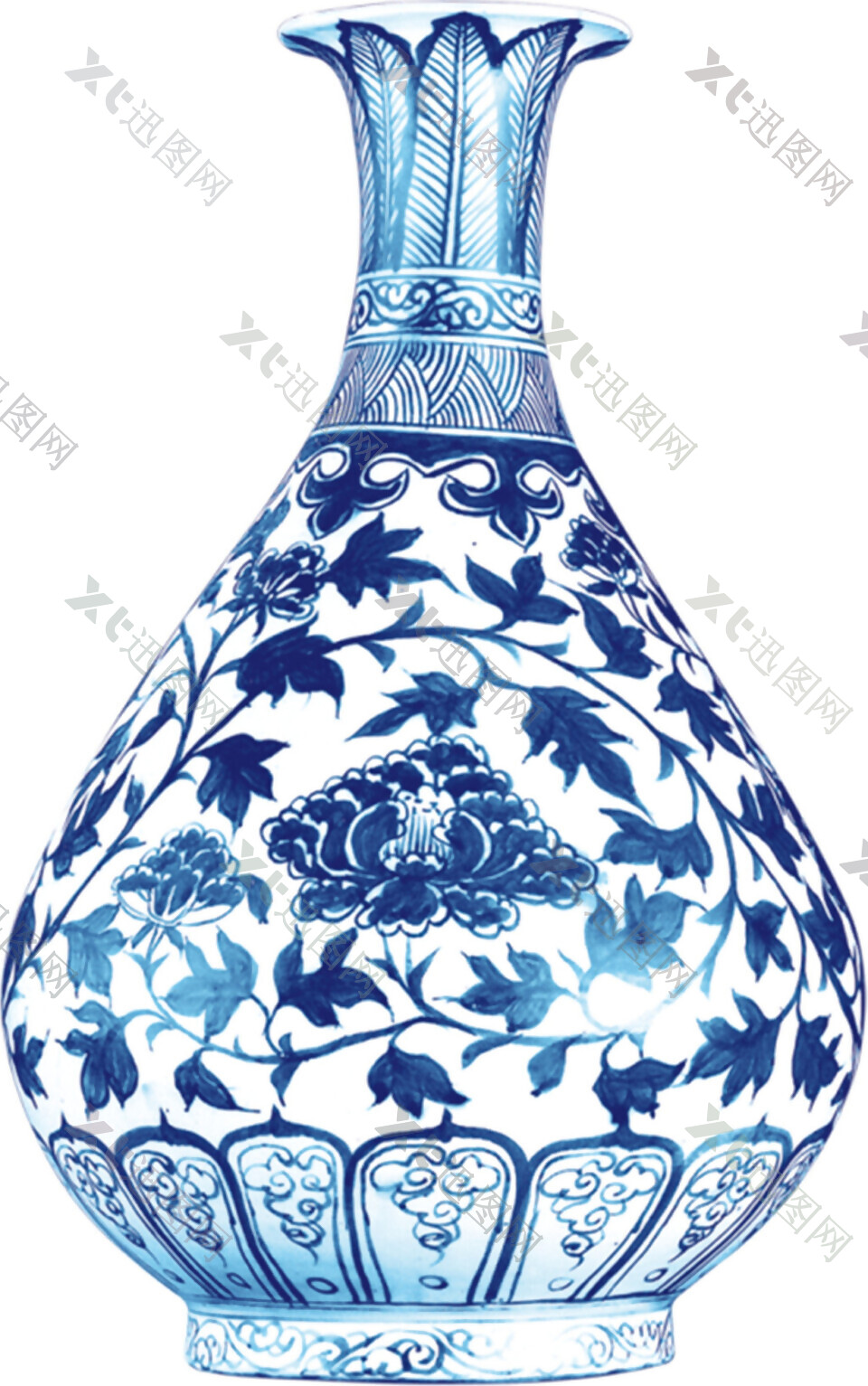 花式青花瓷花瓶素材