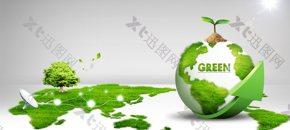 绿色环保和谐低碳全屏banner背景
