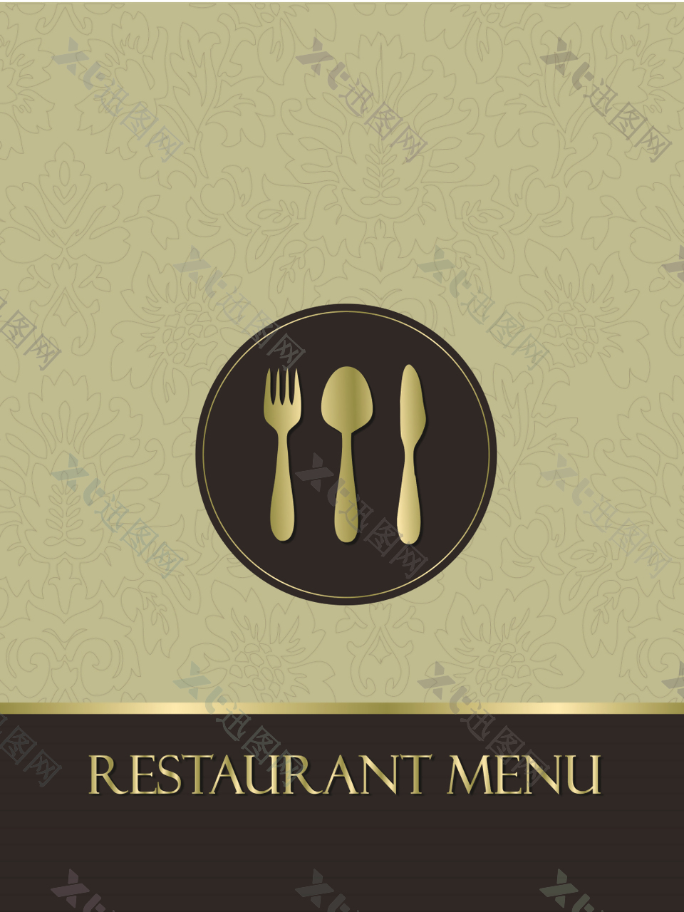 高端奢华简约西餐厅美食菜单背景素材