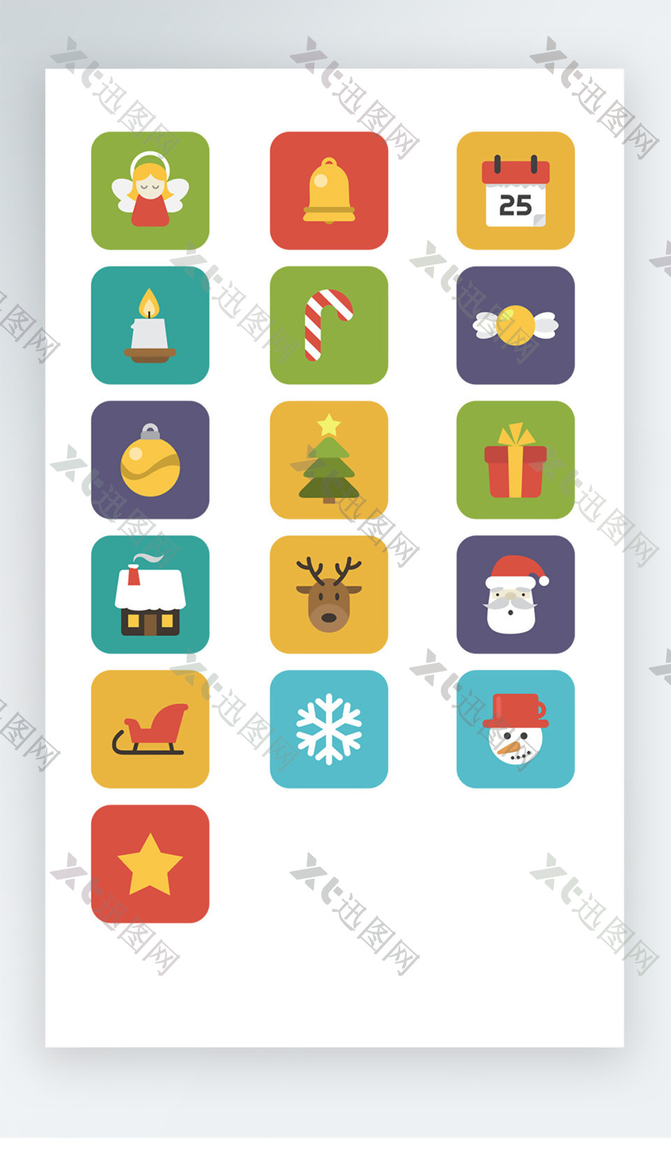 圣诞元素彩色图标写实素材icon