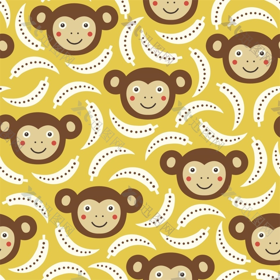 猴子卡通动物矢量背景素材