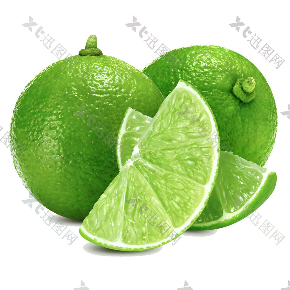 新鲜绿色柠檬元素