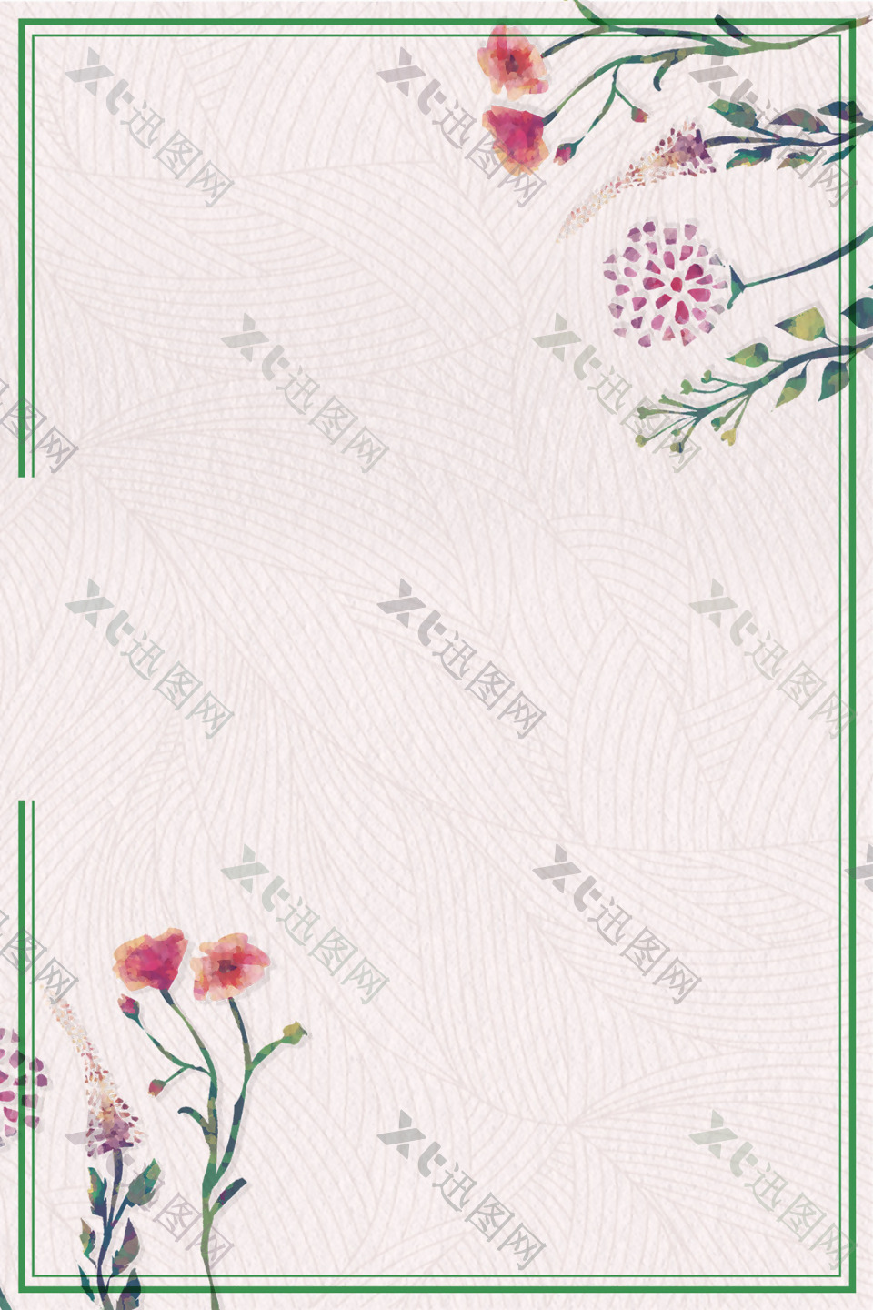 中国风纹理花朵边框背景