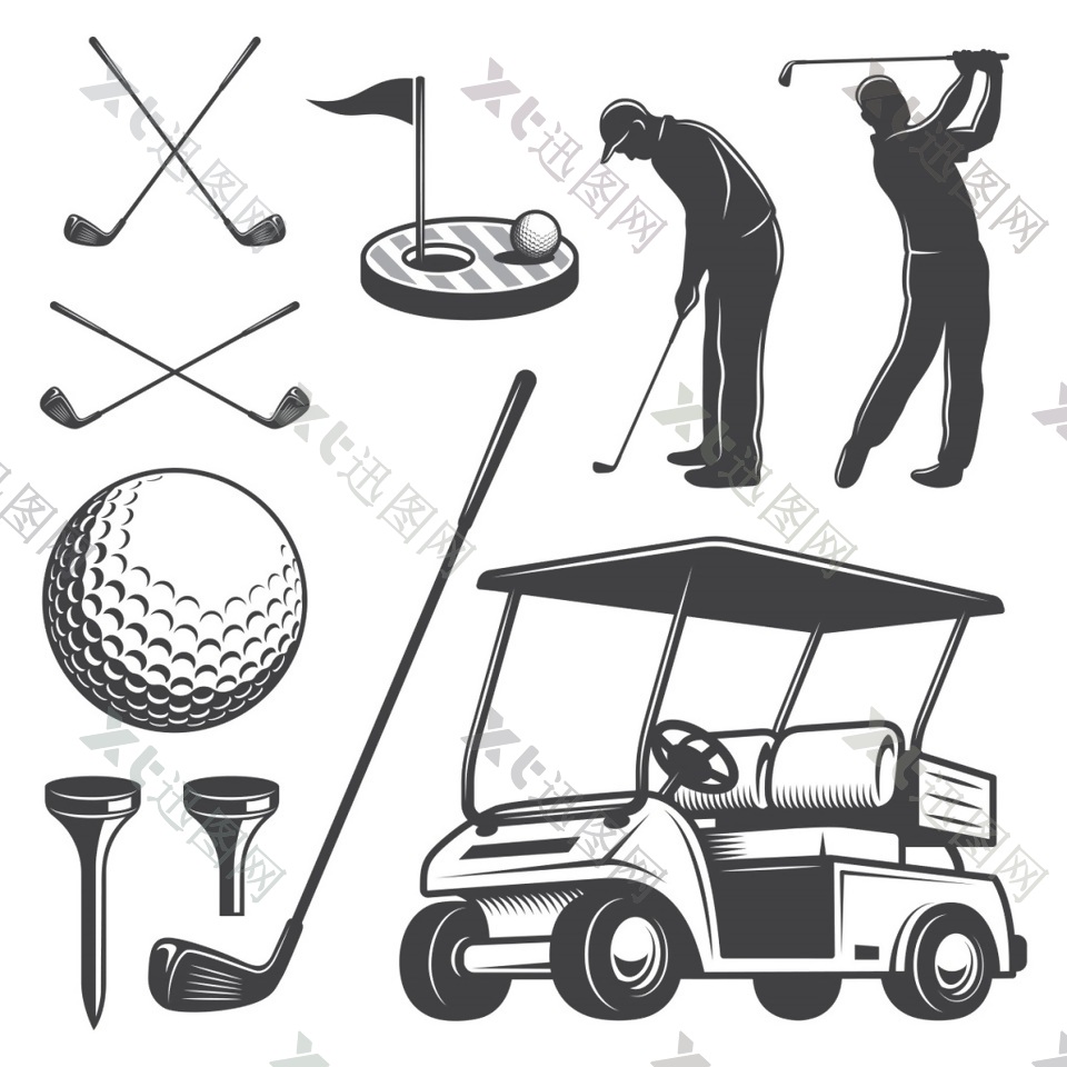 高尔夫运动矢量图标素材