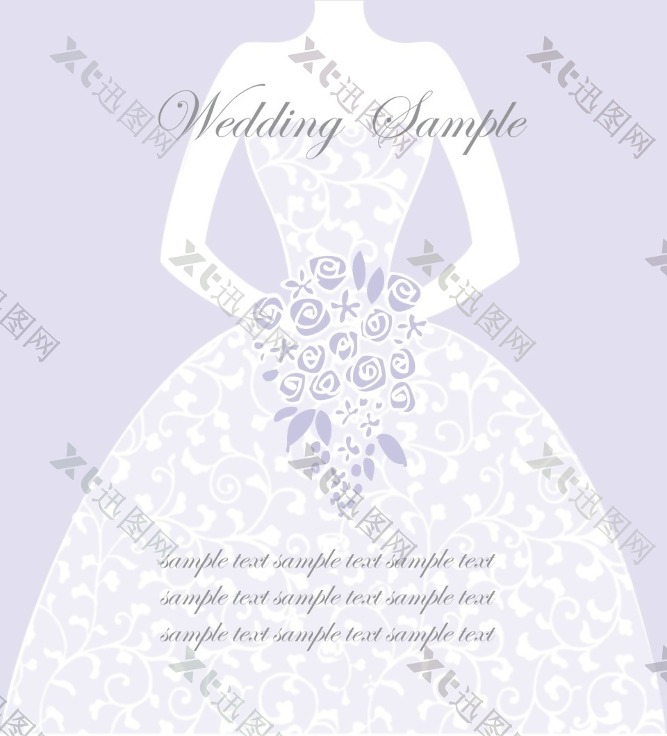 白色新娘婚纱矢量卡片背景
