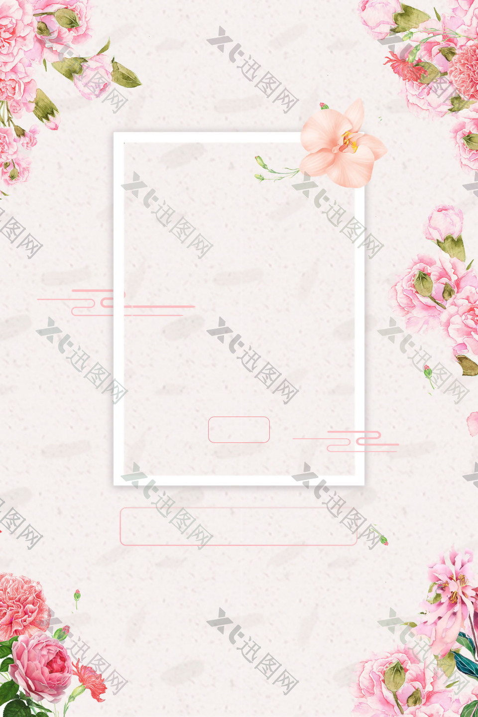 浪漫粉色花朵边框背景