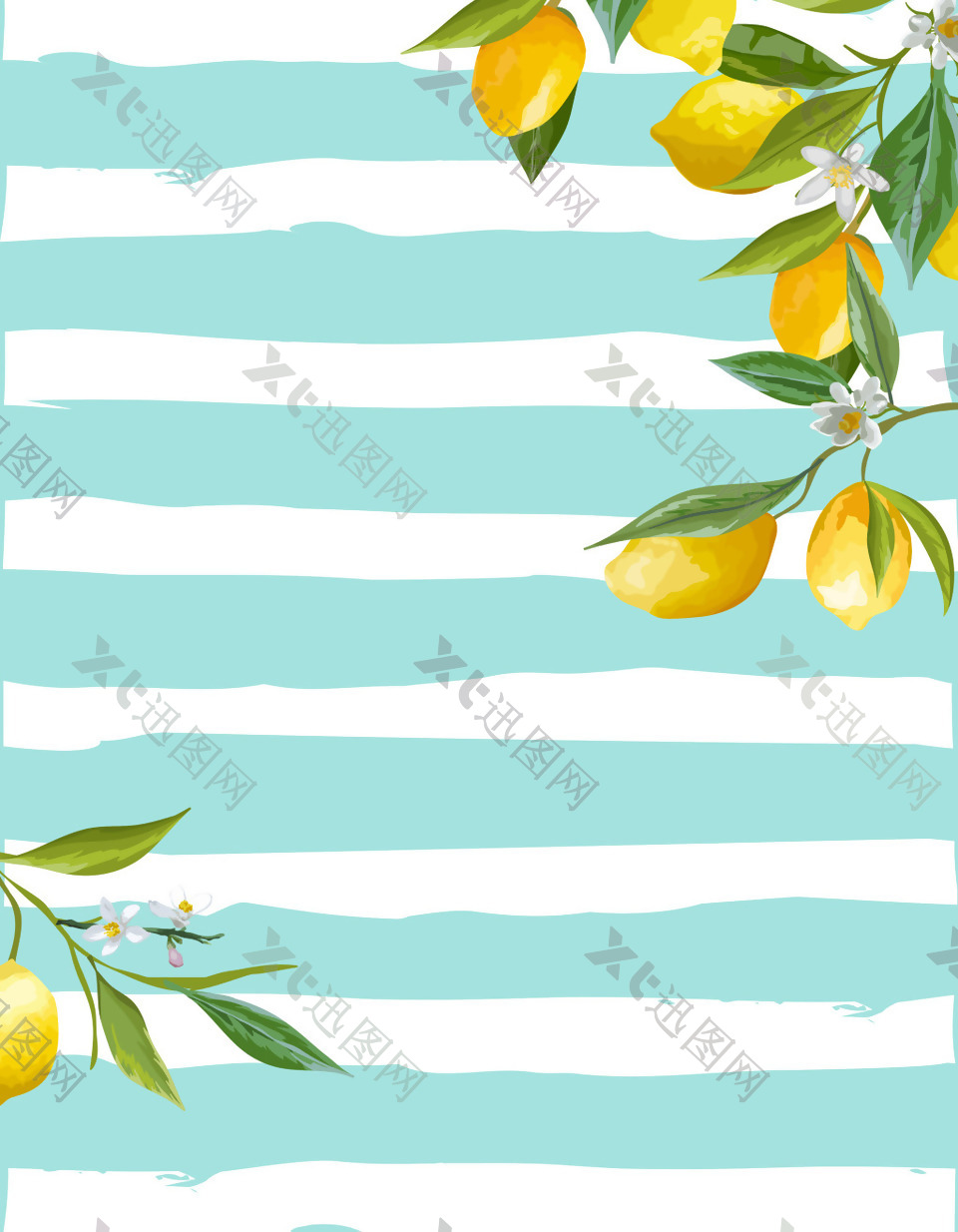 矢量水彩手绘柠檬背景