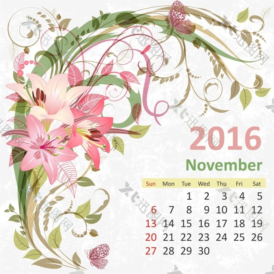 十一月代表花卉插画矢量素材