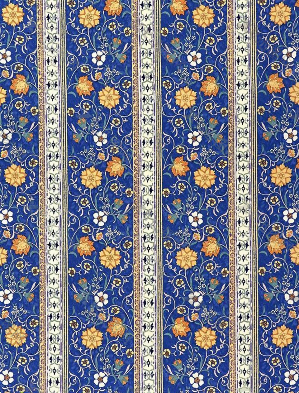 印染蓝色花卉布纹背景设计素材