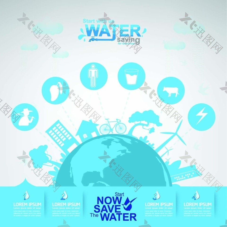 地球保护水资源环境矢量素材