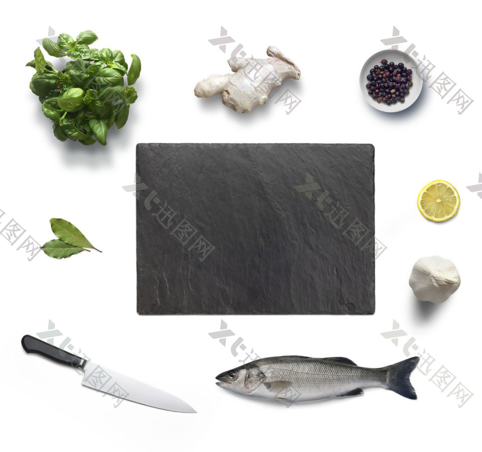 实物菜板鱼类元素