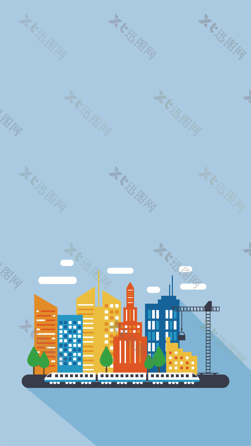 扁平化城市建筑海报背景素材城市
