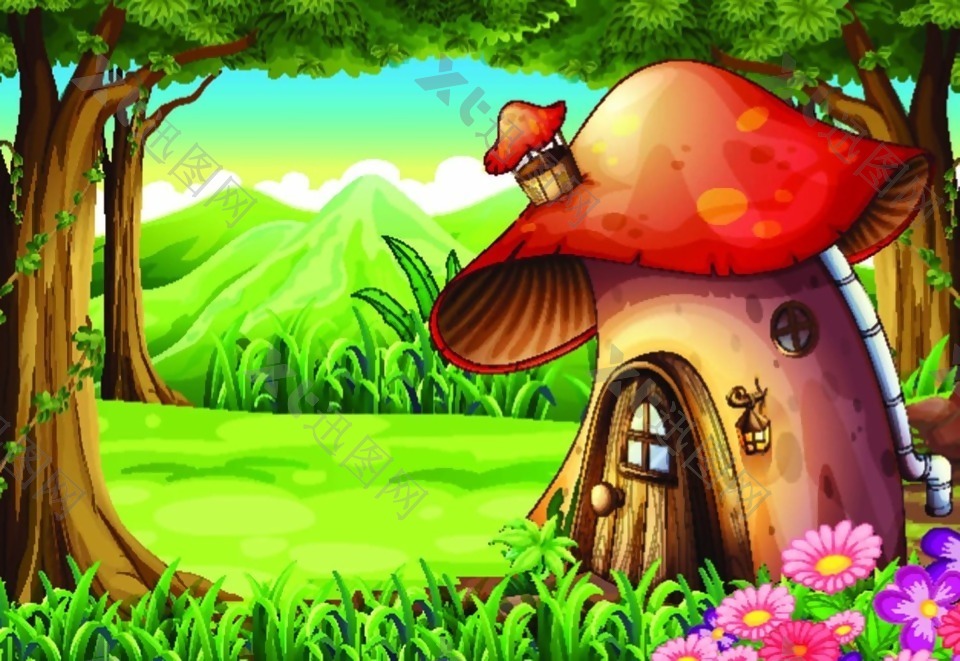 卡通童话森林房屋
