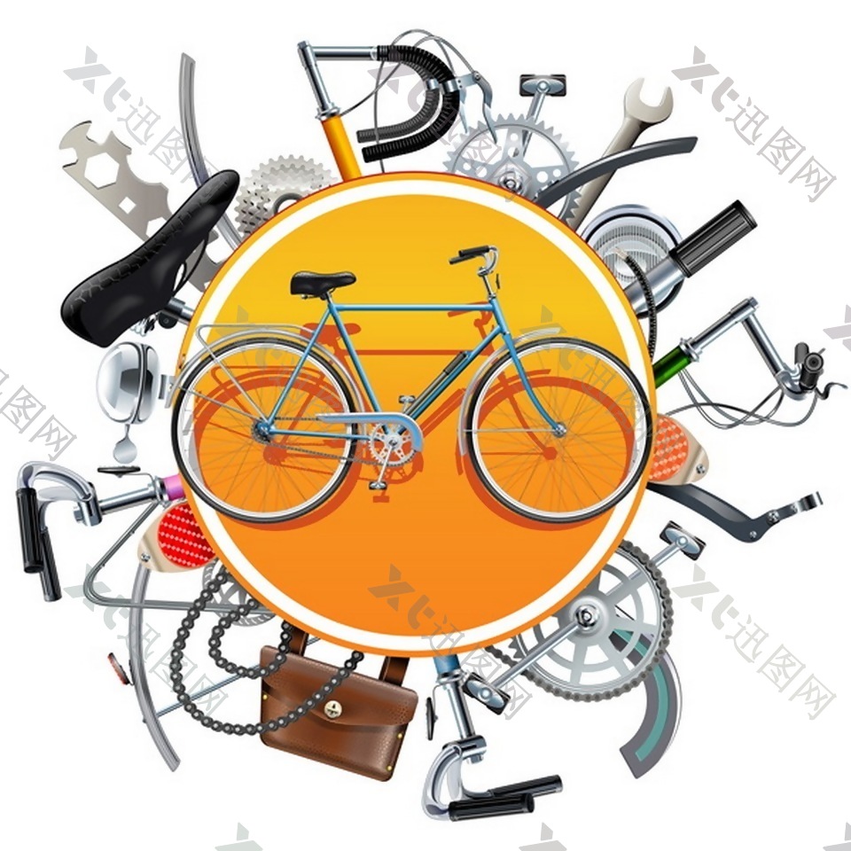 自行车零件概念与自行车矢量