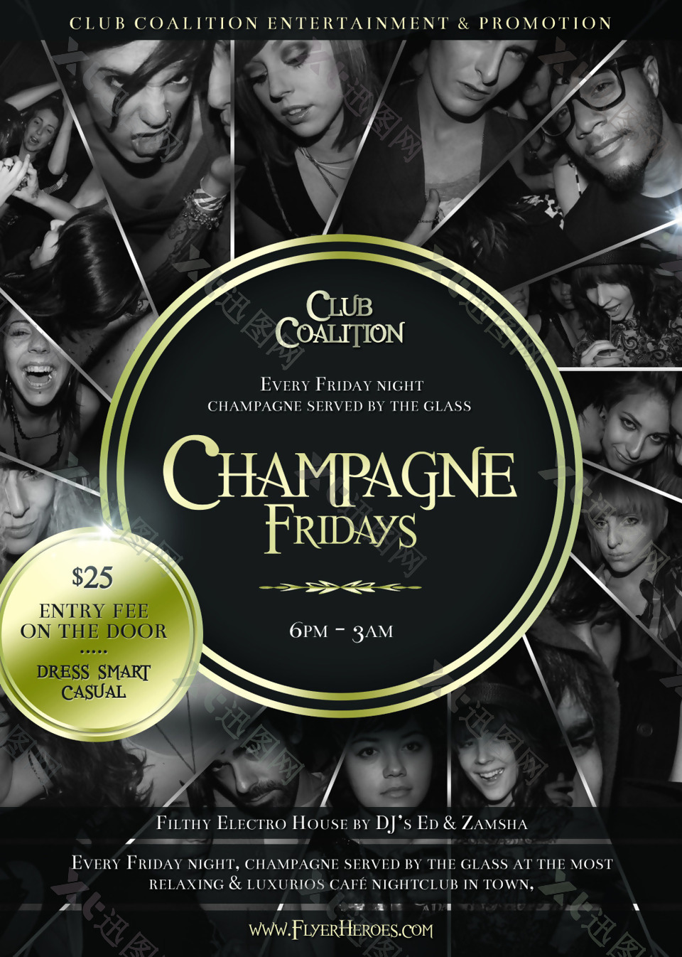ChampagneFriday国外创意欧美风酒吧宣传海报宣传单页