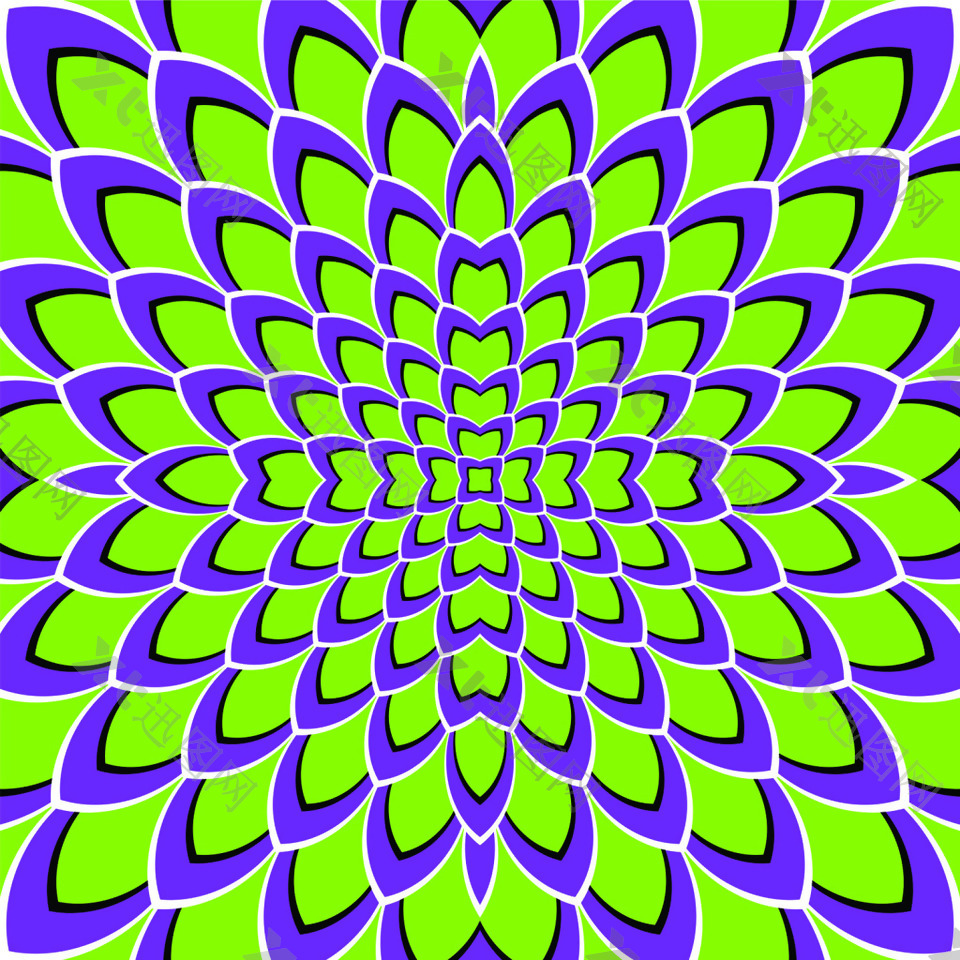 绿色晕眩幻觉圆形旋转图形