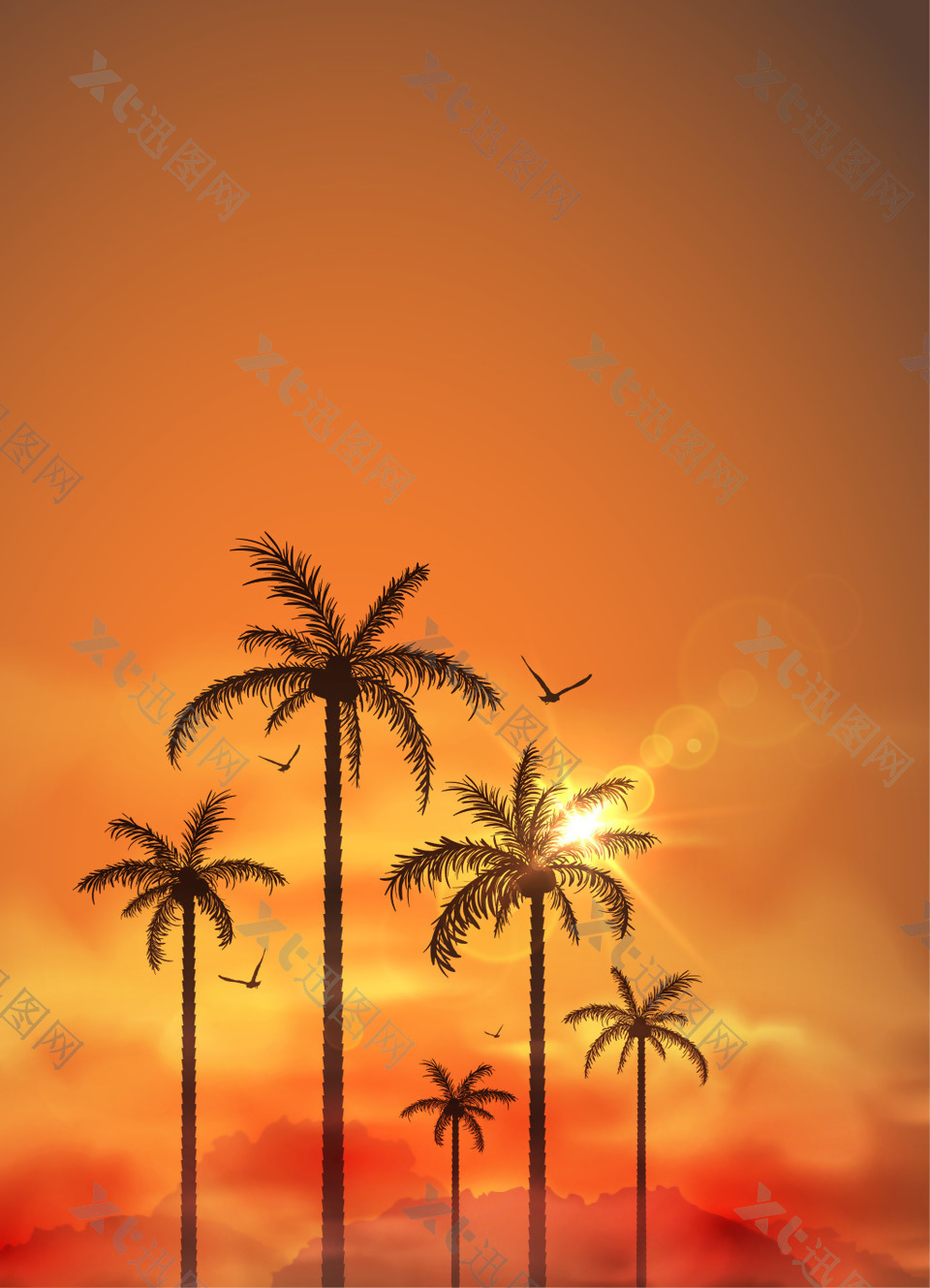 海岸椰树风光高清背景
