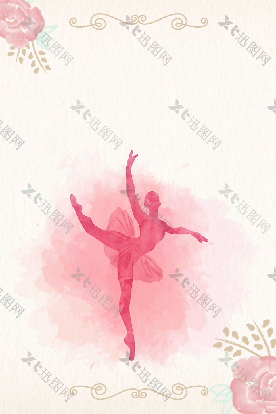 矢量手绘女性芭蕾舞海报背景