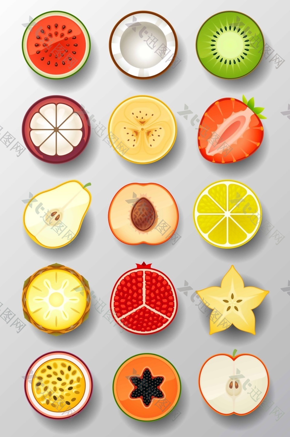 创意切开水果图标元素