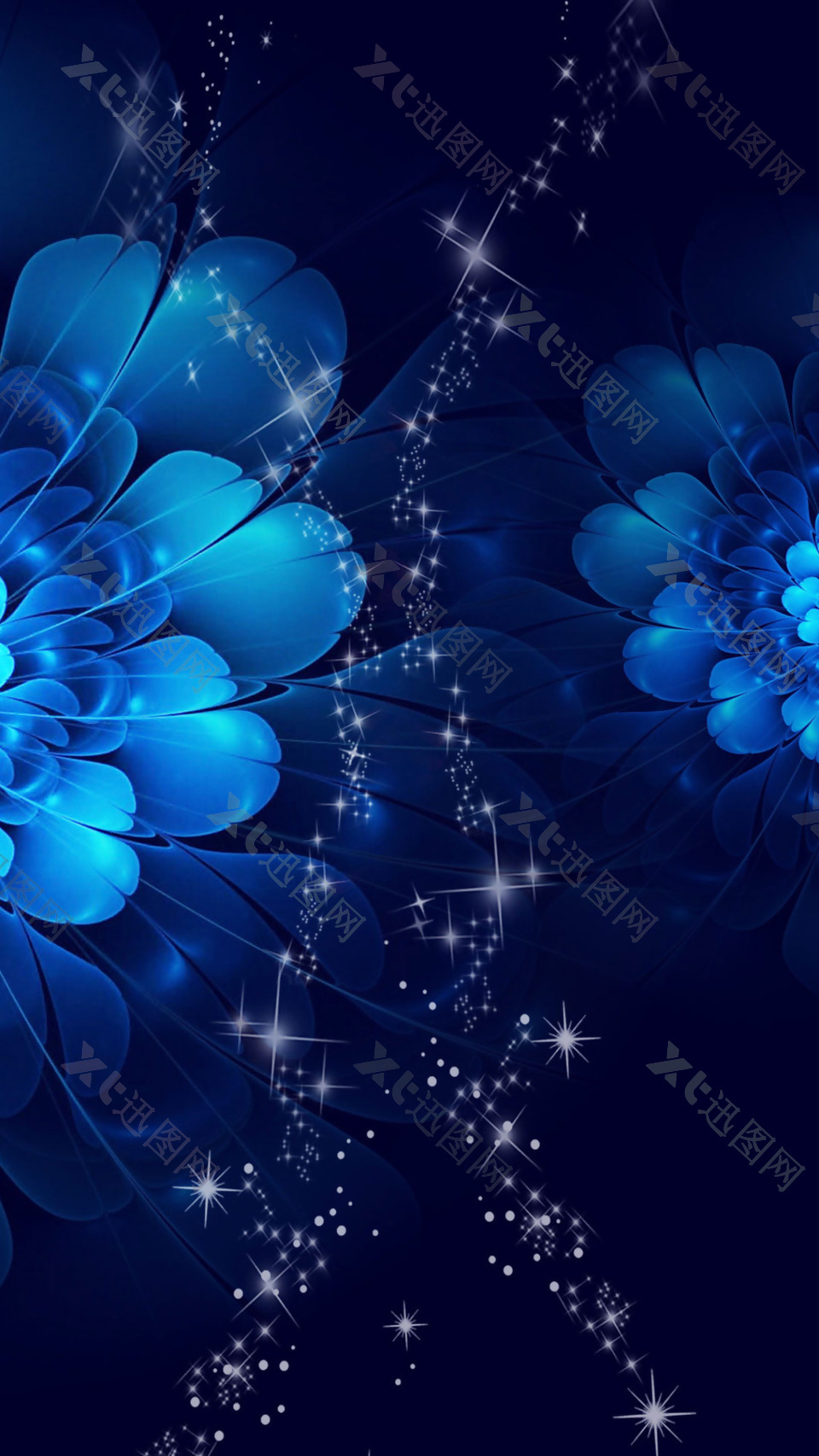 浪漫唯美蓝色花朵H5背景素材