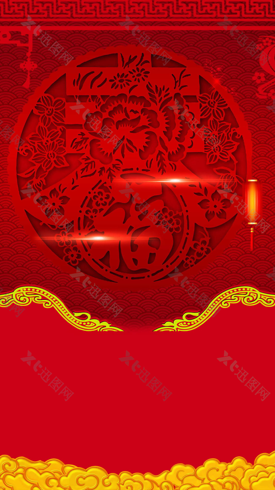 红色春节镂空福字H5背景素材