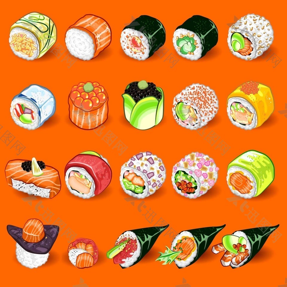 日本美味的寿司插画