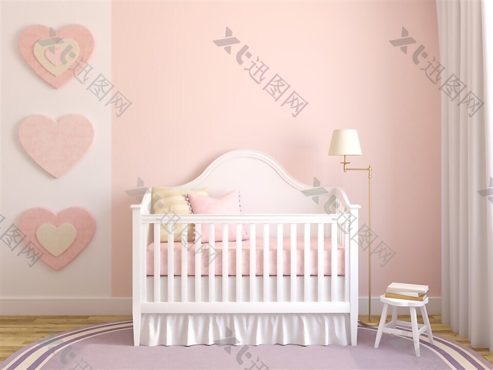 粉色婴儿房装修效果图背景墙