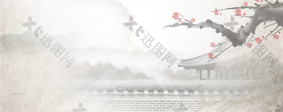 中国风水墨花朵背景图