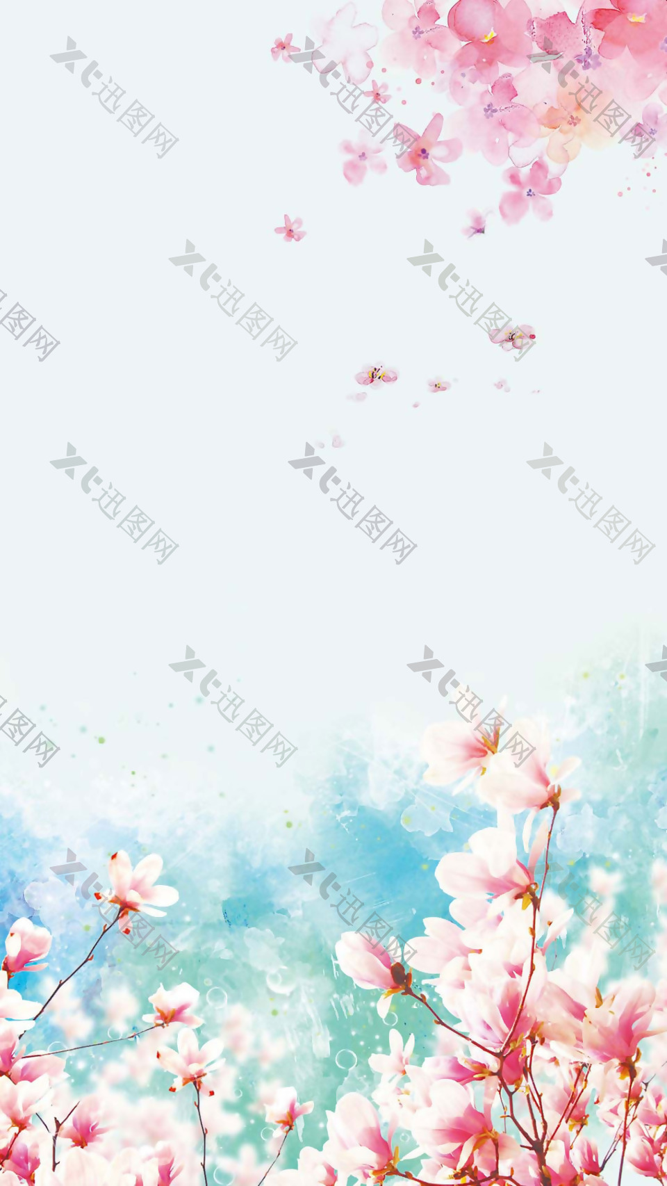 清新唯美粉色花朵H5背景素材
